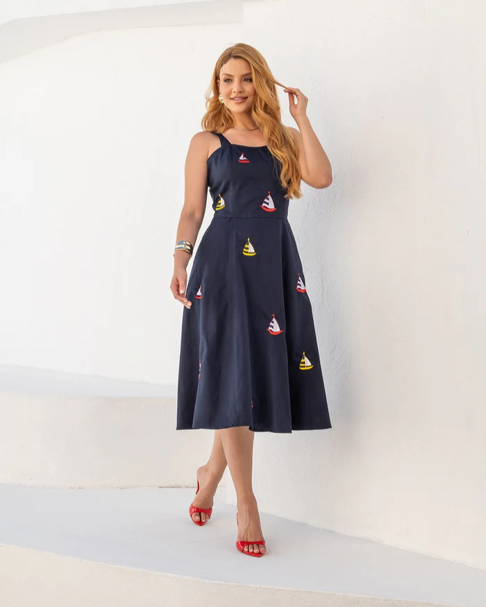 Vestido Bordado Brim Milano