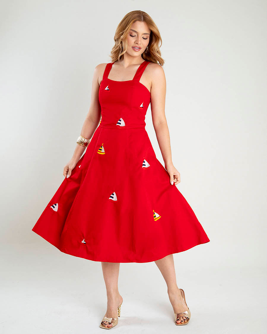 Vestido de Brim Bordado Mirela
