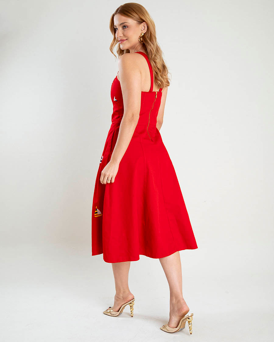 Vestido de Brim Bordado Mirela